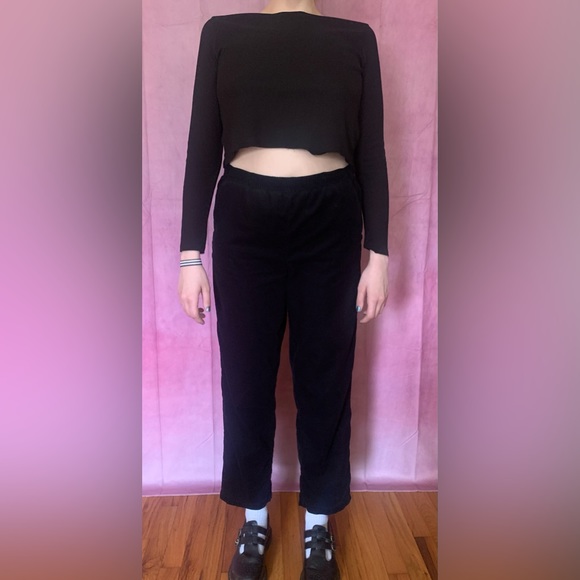 Baxter & Wells black elastic band corduroy style baggy pants - Picture 2 of 7